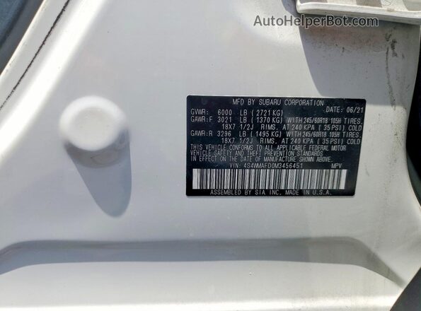 4S4WMAFD0M3456451 2021 SUBARU ASCENT White სალონის 360-გრადუსიანი ხედი