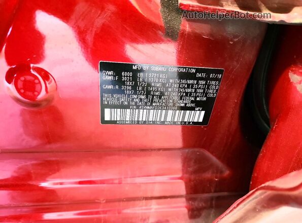 4S4WMAFD2K3412366 2019 SUBARU ASCENT Burgundy 360 interior view