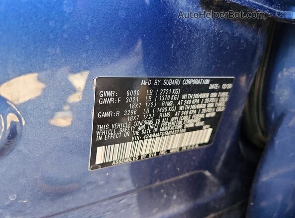 4S4WMAFD5M3432100 2021 SUBARU ASCENT Blue Vista del compartimento del motor