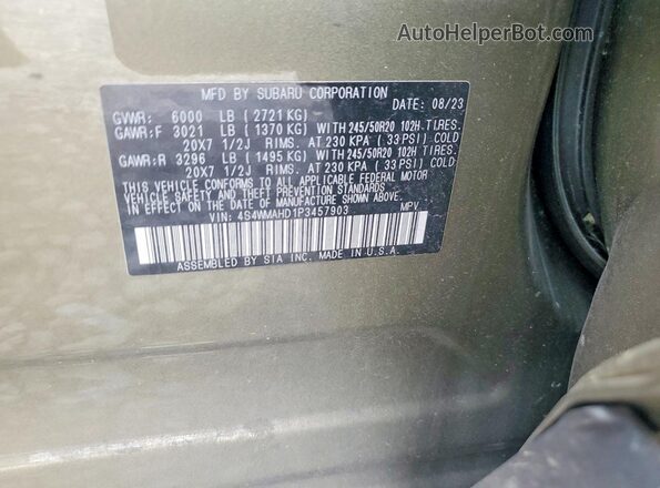 4S4WMAHD1P3457903 2023 SUBARU ASCENT Black Widok komory silnika
