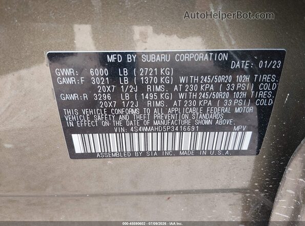 4S4WMAHD5P3416691 2023 SUBARU ASCENT Green ძრავის განყოფილების ხედი