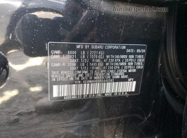 4S4WMAHDXR3440262 2024 SUBARU ASCENT Black Панорамний вид салону 360°