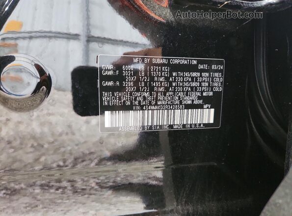 4S4WMAKD2R3428583 2024 SUBARU ASCENT Black Widok wnętrza 360 stopni