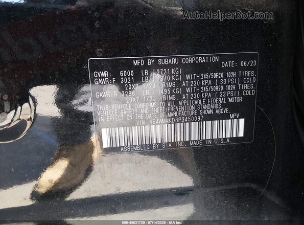 4S4WMAKD8P3450097 2023 SUBARU ASCENT Black Widok komory silnika