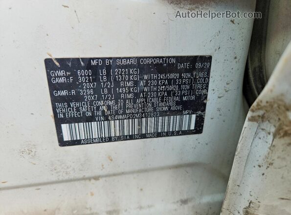 4S4WMAPD2M3412823 2021 SUBARU ASCENT Белый Вид наклейки с VIN-кодом