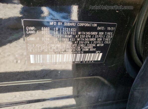 4S4WMAPD2N3403816 2022 SUBARU ASCENT Black Շարժիչի բաժամունքի տեսք