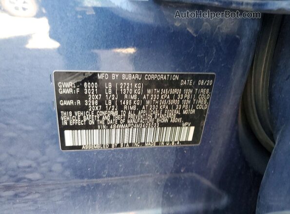 4S4WMAPD4M3405033 2021 SUBARU ASCENT Blue ძრავის განყოფილების ხედი