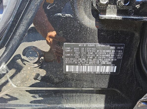 4S4WMAPD4S3421343 2025 SUBARU ASCENT Black VIN კოდის სტიკერის ხედი