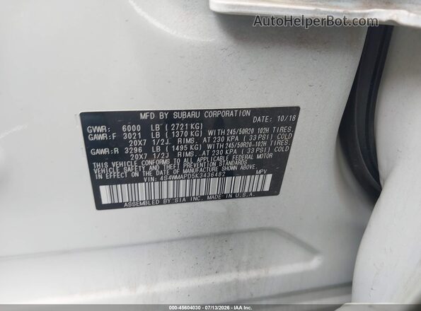 4S4WMAPD5K3436482 2019 SUBARU ASCENT Фиолетовый Вид подкапотного пространства