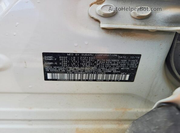 4S4WMAPD5L3442249 2020 SUBARU ASCENT White Շարժիչի բաժամունքի տեսք
