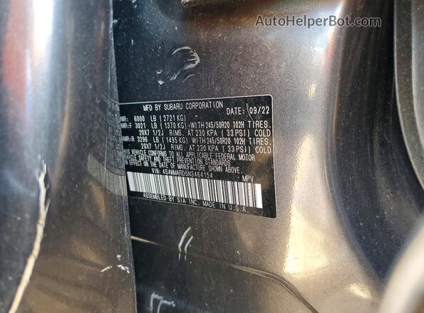 4S4WMARD5N3464154 2022 SUBARU ASCENT Серый Вид наклейки с VIN-кодом