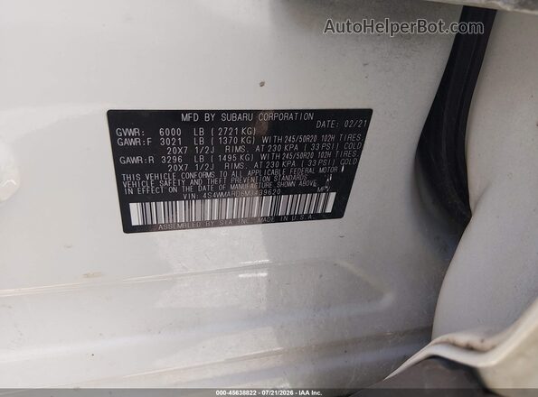 4S4WMARD6M3439620 2021 SUBARU ASCENT White Engine compartment view