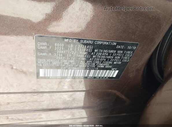 4S4WMARDXL3422219 2020 SUBARU ASCENT Brown Շարժիչի բաժամունքի տեսք