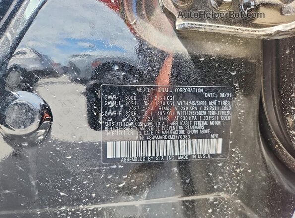 4S4WMARDXM3470983 2021 SUBARU ASCENT Black VIN sticker view