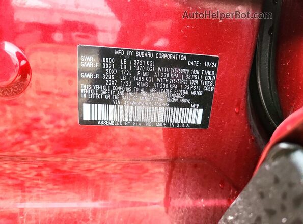 4S4WMAWD6R3465968 2024 SUBARU ASCENT Red Vista del compartimento del motor