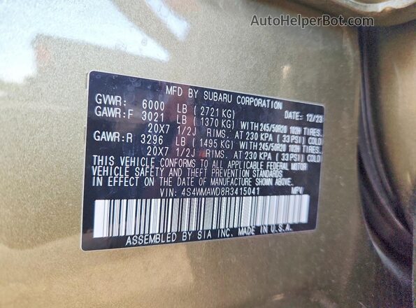 4S4WMAWD8R3415041 2024 SUBARU ASCENT Green 