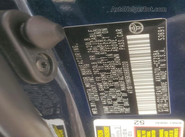 4T1B11HK6KU680320 2019 TOYOTA CAMRY Blue Engine compartment view