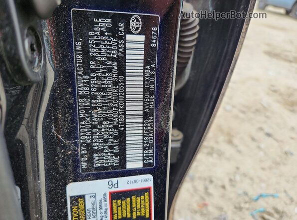 4T1BD1FK0HU205510 2017 TOYOTA CAMRY Black Engine compartment view