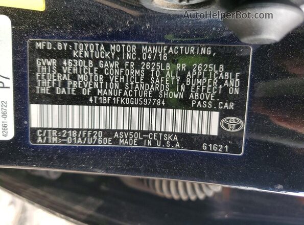 4T1BF1FK0GU597784 2016 TOYOTA CAMRY Black Շարժիչի բաժամունքի տեսք