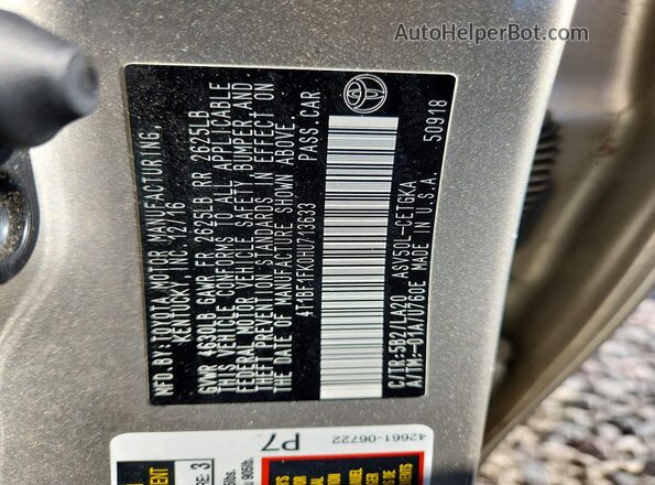 4T1BF1FK0HU713633 2017 TOYOTA CAMRY Бежевый Вид подкапотного пространства