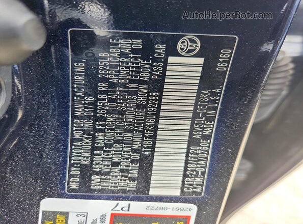 4T1BF1FK1GU192288 2016 TOYOTA CAMRY Black Engine compartment view
