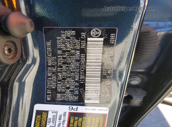 4T1BF1FK2GU182689 2016 TOYOTA CAMRY Черный Вид наклейки с VIN-кодом