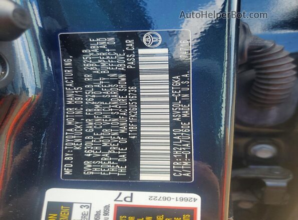 4T1BF1FK2GU516736 2016 TOYOTA CAMRY Blue Вид підкапотного простору