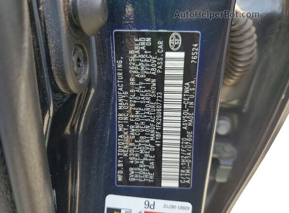 4T1BF1FK2GU607733 2016 TOYOTA CAMRY Black ძრავის განყოფილების ხედი