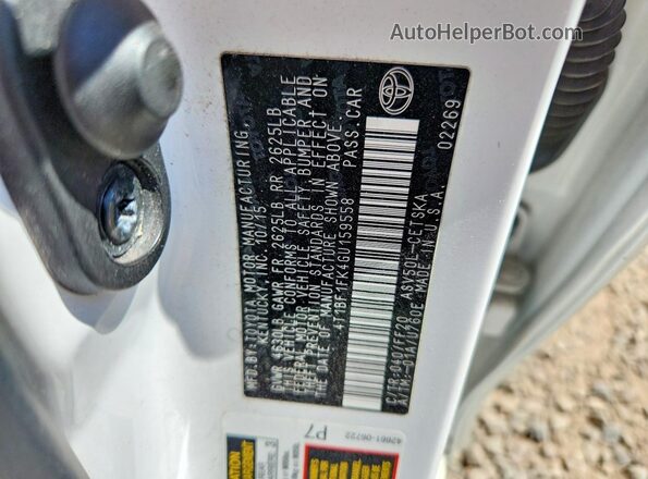 4T1BF1FK4GU159558 2016 TOYOTA CAMRY White VIN sticker view