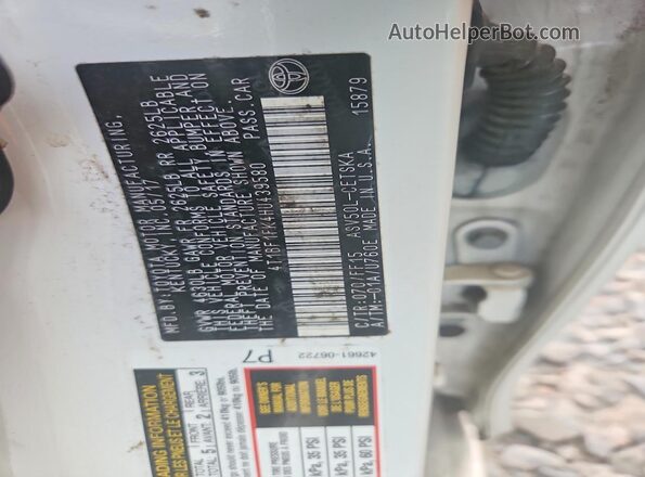 4T1BF1FK4HU439580 2017 TOYOTA CAMRY White Widok komory silnika