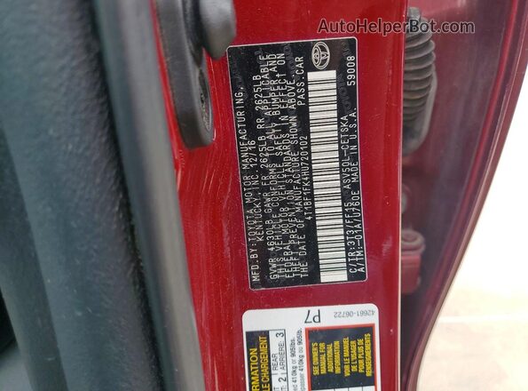 4T1BF1FK4HU720102 2017 TOYOTA CAMRY Maroon Widok komory silnika