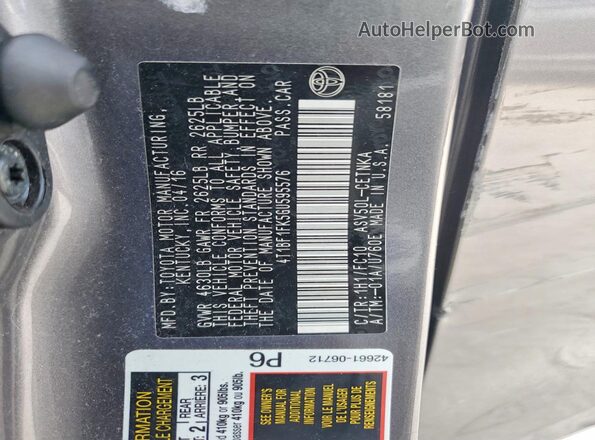 4T1BF1FK5GU595576 2016 TOYOTA CAMRY Silver Շարժիչի բաժամունքի տեսք