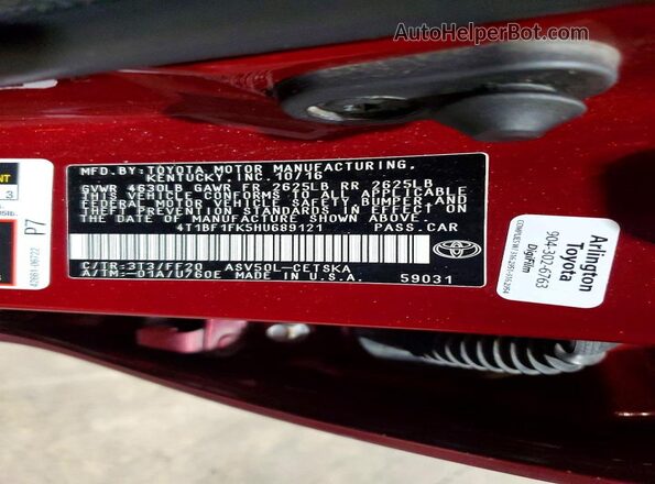 4T1BF1FK5HU689121 2017 TOYOTA CAMRY Red Вид підкапотного простору
