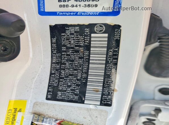 4T1BF1FK6GU179780 2016 TOYOTA CAMRY Белый Вид подкапотного пространства