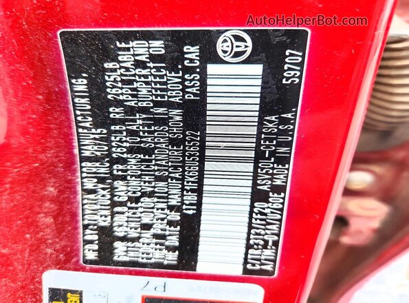 4T1BF1FK6GU536522 2016 TOYOTA CAMRY Red Շարժիչի բաժամունքի տեսք