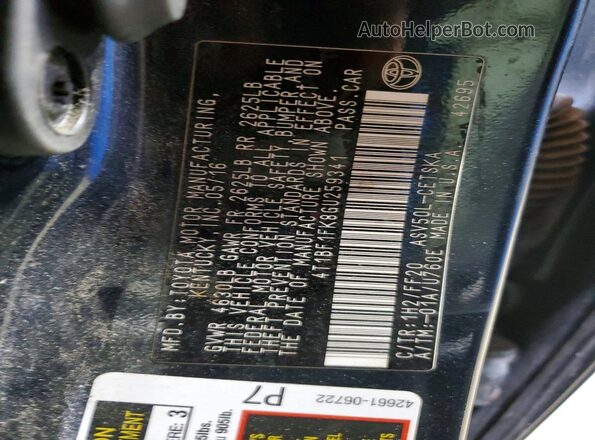 4T1BF1FK8GU259341 2016 TOYOTA CAMRY Blue VIN կոդի պիտակի տեսք