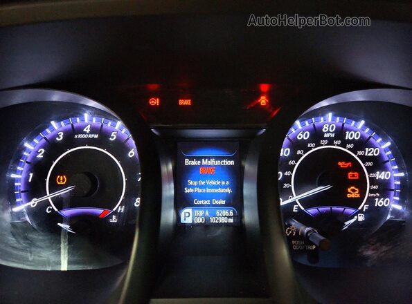4T1BK1EB0GU225262 2016 TOYOTA AVALON Purple ხელსაწყოთა პანელის ხედი