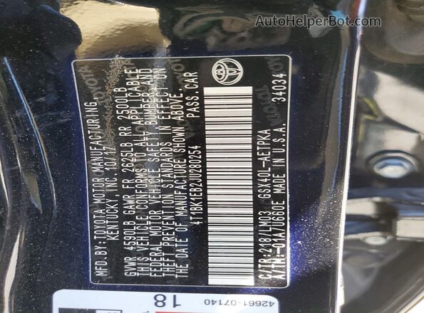 4T1BK1EB2JU280254 2018 TOYOTA AVALON Black Widok komory silnika