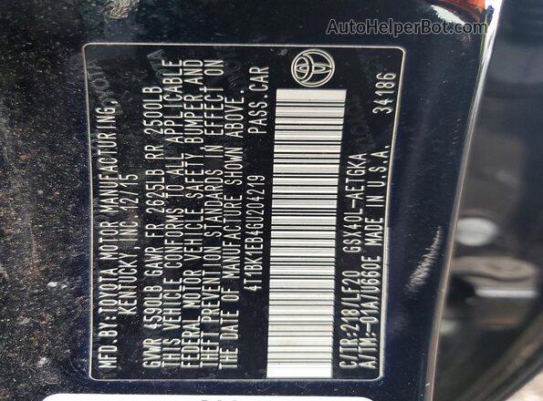 4T1BK1EB4GU204219 2016 TOYOTA AVALON Black Widok komory silnika