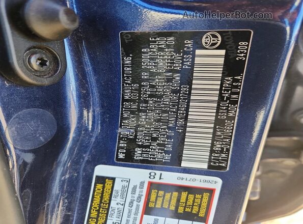 4T1BK1EB4GU217293 2016 TOYOTA AVALON Синий Вид подкапотного пространства