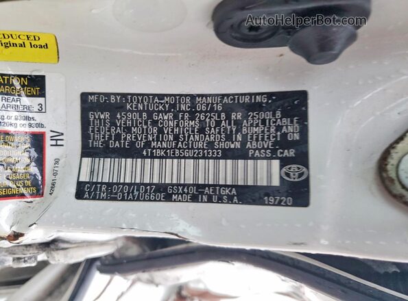 4T1BK1EB5GU231333 2016 TOYOTA AVALON White Engine compartment view