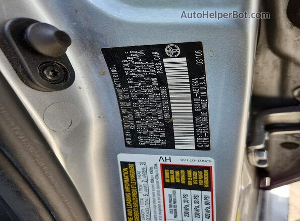 4T1BK1EB7GU193989 2016 TOYOTA AVALON Silver VIN კოდის სტიკერის ხედი