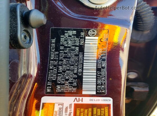 4T1BK1EB7GU209611 2016 TOYOTA AVALON Бордовый Вид подкапотного пространства