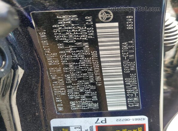 4T1BK1FKXGU577005 2016 TOYOTA CAMRY Black Вид підкапотного простору