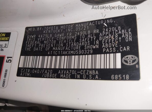 4T1C11AKXMU590329 2021 TOYOTA CAMRY Белый Вид подкапотного пространства