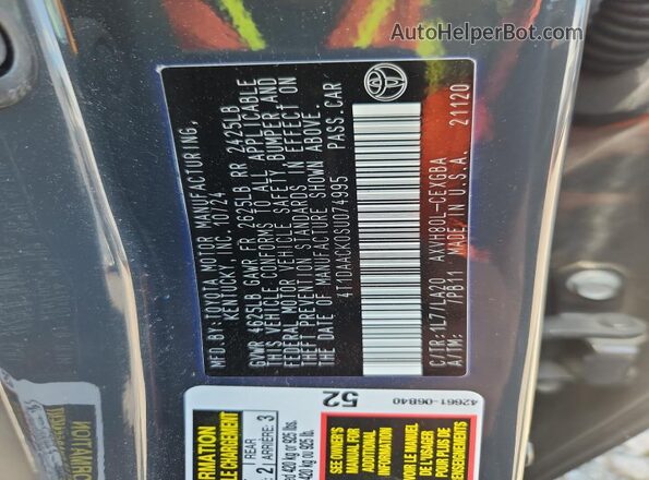 4T1DAACK0SU074995 2025 TOYOTA CAMRY Gray ძრავის განყოფილების ხედი