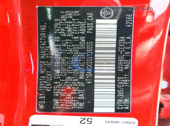 4T1DAACK0SU136055 2025 TOYOTA CAMRY Burgundy Vista del compartimento del motor