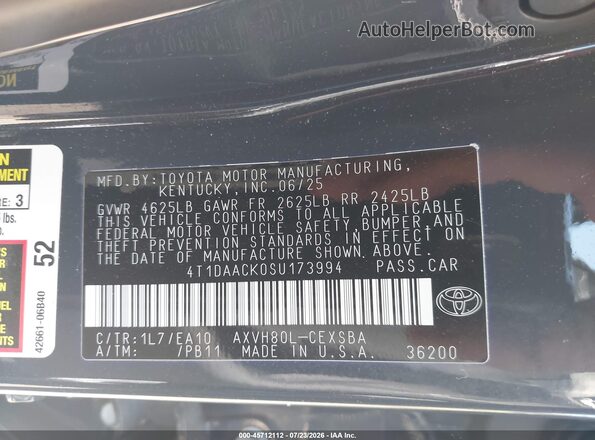 4T1DAACK0SU173994 2025 TOYOTA CAMRY Gray Շարժիչի բաժամունքի տեսք