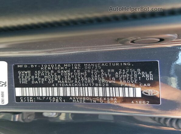 4T1DAACK0SU178628 2025 TOYOTA CAMRY Charcoal VIN կոդի պիտակի տեսք