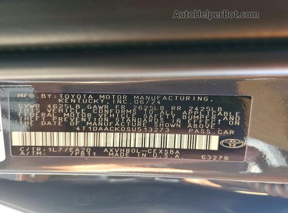 4T1DAACK0SU513273 2025 TOYOTA CAMRY Gray VIN կոդի պիտակի տեսք